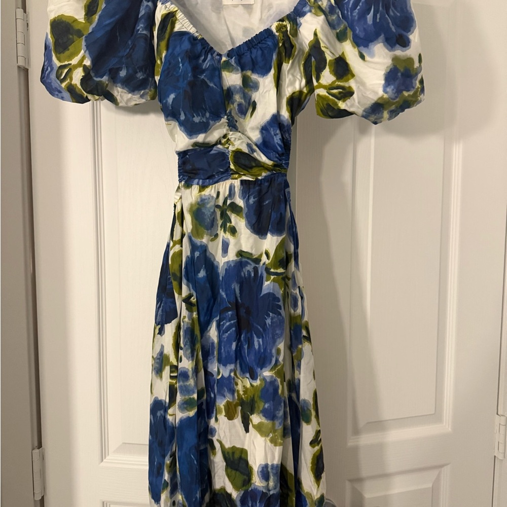 Peony Floral Blue and Green Women's Dress